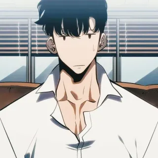 🧬 a763d1e4 Anime, Hombre, Serio, Camisa Blanca telegram sticker