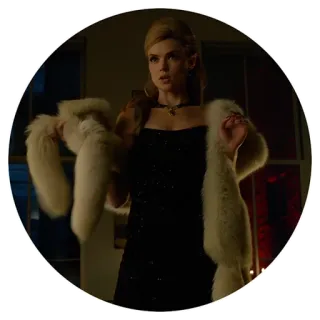 💁 4b9d487e Wanita, Gaun, Bulu, Elegan, Vintage telegram sticker