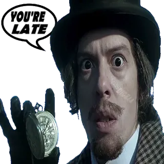 ⌚️ 3f0e0da3 YOU'RE LATE mann, uhr, zylinder, spät, taschenuhr telegram sticker