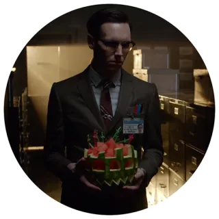 😣 0bd334df The Riddler Gotham Gotham, The Riddler, Edward Nygma, watermelon, DC Comics, villain whatsapp sticker