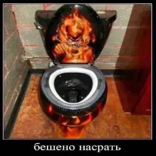 🚽 25fc8cd1 бешено насрать toilettes, flammes, crâne, russe, humour, Iron Maiden telegram sticker