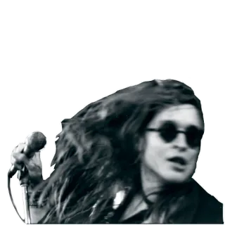 🤟 b02cde64 cantante, micrófono, rock, música, pelo largo, gafas de sol whatsapp sticker