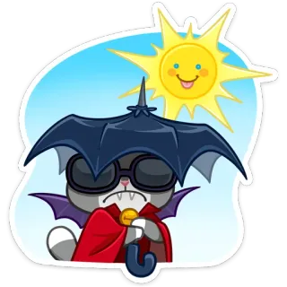 ☀️ 245503f8 gato, vampiro, sol, guarda-chuva, desenho animado, animal telegram sticker