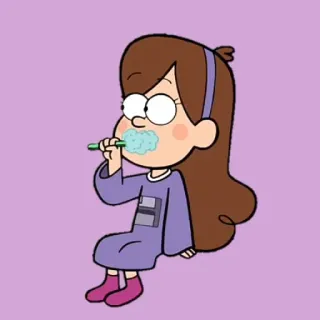 🪒 384f9452 Mabel Pines Gravity Falls kreskówka, animowany, Mabel Pines, Gravity Falls, szczoteczka do zębów, mycie zębów telegram sticker