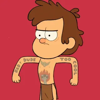 💪 59cacd90 RAD DUDE TOO COOL Kreskówka, Tatuaż, Śmieszne, Postać telegram sticker