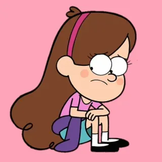 😞 5f69b706 Mabel Pines Gravity Falls Mabel Pines, Gravity Falls, kreskówka, smutny, siedzi telegram sticker