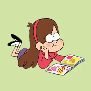 📖 a09ec9cf Mabel Pines Gravity Falls BOYZ kreskówka, Mabel Pines, Gravity Falls, czytanie, książka telegram sticker
