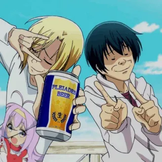 💜 3bccec71 PLEIADES BEER Anime, Bier, Charaktere, Gruppe, Plejaden, Getränk whatsapp sticker