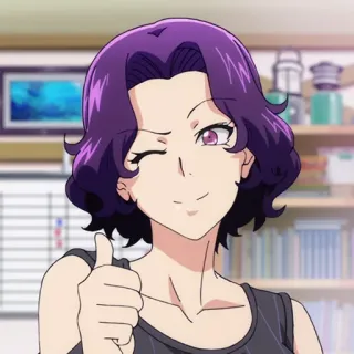 ⚓️ 08449f48 Anime, Femme, Clin d'oeil, Pouce levé, Cheveux violets telegram sticker