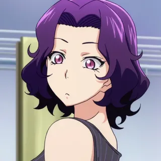 🌊 186025d9 Animé, Femme, Cheveux violets, Portrait telegram sticker