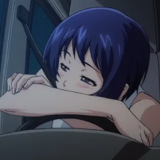 🌊 2ac76cd0 animé, fille, fatiguée, cheveux bleus telegram sticker