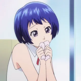 ⚓️ 2f9281f8 fille anime, pleure, triste, inquiète, anime, dessin animé, cheveux bleus telegram sticker