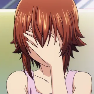 🌊 a2186c34 Anime, Fille, Brune, Timide, Visage caché telegram sticker