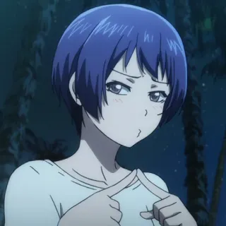 ⚓️ b23a7fe6 animé, cheveux bleus, femme, personnage telegram sticker