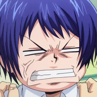 ⚓️ bb6b972d Animé, En colère, Visage, Cheveux bleus, Expression telegram sticker