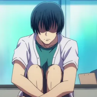 🌊 b9139141 anime, sedih, duduk, dalam ruangan, potret telegram sticker