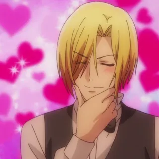 ⚓️ d4af305f anime, pria, hati, senyum, rambut pirang telegram sticker