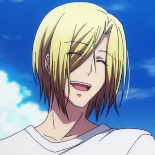 🌊 e016471e anime, pirang, tersenyum, laki-laki, karakter telegram sticker