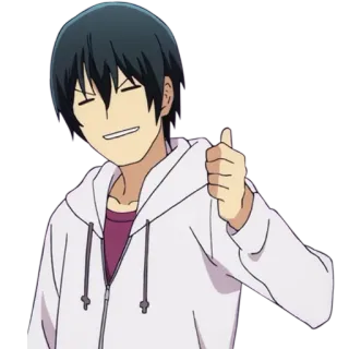 👍 f437f625 anime, karakter, jempol ke atas, positif telegram sticker