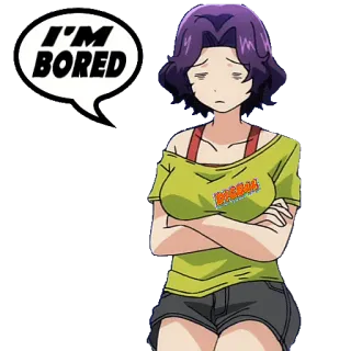 😓 7f7e1913 I'M BORED 动漫, 无聊, 卡通, 女孩, 对话气泡 telegram sticker