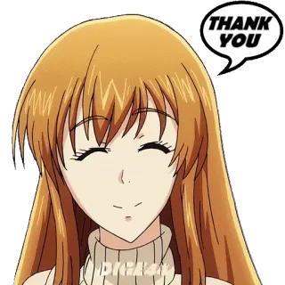 😀 a080a5a0 THANK YOU 谢谢, 女人, 动漫, 女孩, 微笑 telegram sticker