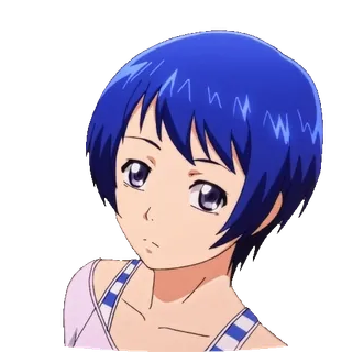 😲 7ae5455f Fille anime, Cheveux courts, Cheveux bleus, Femme, Personnage telegram sticker