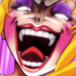 😈 3a3922e8 애니메이션, 악당, 소름, 만화, 메이크업, 미소, 조증, 미친 telegram sticker