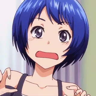 😱 4e6bff7d 애니메이션, 만화, 여자, 놀람, 파란 머리, 여성 telegram sticker