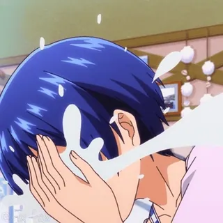 😭 9b1ecdcd 애니메이션, 물, 폼클렌징, 파란 머리, 만화, 클렌징 telegram sticker