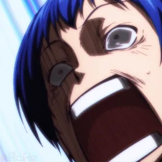 😱 eeb37e1f 애니메이션, 표정, 비명, 충격, 파란 머리, 만화 telegram sticker