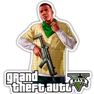 ️ 3bc98ed6 Franklin Clinton Grand Theft Auto V gta, grand theft auto, video game, franklin, weapon telegram sticker