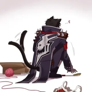 🤙 f0116b59 gatto, anime, teschio, gattino, mantello, antropomorfo whatsapp sticker