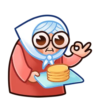 👌 0207af51 abuela, panqueques, comida, cocina, ok, dibujos animados telegram sticker