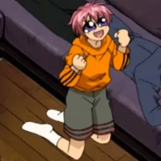 🤩 10f1e673 Anime, Criança, Cabelo rosa, Feliz, Desenho animado, Fofo whatsapp sticker