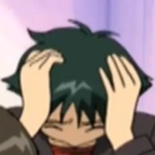 🤦‍♂️ 26aeec2c anime, chocado, frustrado, desenho animado, personagem, mãos na cabeça whatsapp sticker