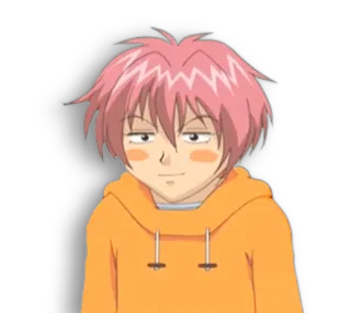 👀 306a9b2f Anime, Menino, Cabelo rosa, Presunçoso, Moletom com capuz whatsapp sticker