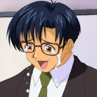 🙃 57ee3412 Anime, Chorando, Homem, Óculos, Terno whatsapp sticker