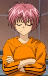 😒 7a3f69b6 Anime, Mangá, Personagem, Cabelo rosa, Suéter laranja whatsapp sticker