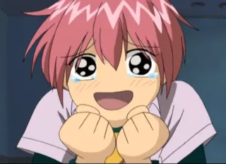 😍 90732155 anime, chorando, feliz, cabelo rosa, desenho animado, emocional, fofo whatsapp sticker