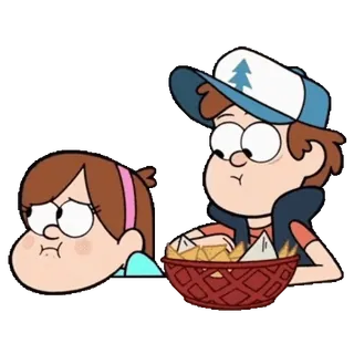 🫓 66786ff9 Dipper Pines Gravity Falls cartoni animati, divertente, carino, snack, Dipper, Mabel, Gravity Falls, animato whatsapp sticker
