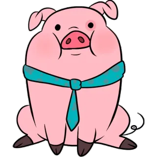 😳 de1615fb Waddles Gravity Falls maiale, cartone animato, animale, rosa, cravatta, carino telegram sticker