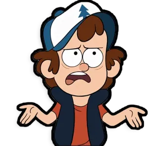 🙅 64b11870 Dipper Pines Gravity Falls Dipper Pines, Gravity Falls, kartun, Disney, anak laki-laki, topi, kebingungan telegram sticker