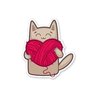 😍 db57b398 Katze, Garn, Herz, süß, Tier, kawaii, Aufkleber telegram sticker