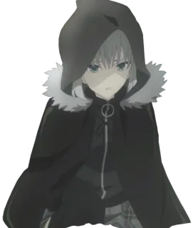 😕 9ea51fee 动漫, 女孩, 兜帽, 斗篷, 角色 telegram sticker