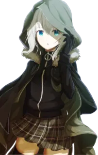 😯 cd23aed9 动漫, 女孩, 帽衫, 斗篷 telegram sticker