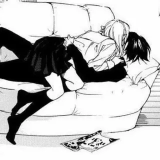 🎄 0599cf8f anime, couch, manga, couple, school uniform whatsapp sticker