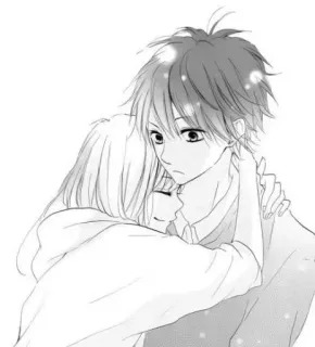 🍧 4c1c4ac8 anime, couple, hug, romance, manga, cartoon whatsapp sticker