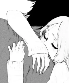 🎒 8a58e593 anime, hug, couple, manga, affection whatsapp sticker