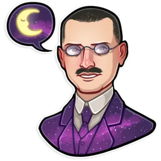 ⭐️ b8ed9016 adesivo, homem, lua, retrato, óculos, sono telegram sticker