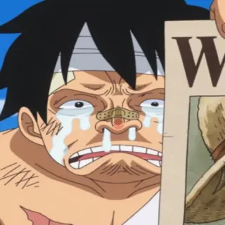 🏴‍☠️ 1bfd38b9 Luffy One Piece W anime, one piece, luffy, chorando, ferido whatsapp sticker